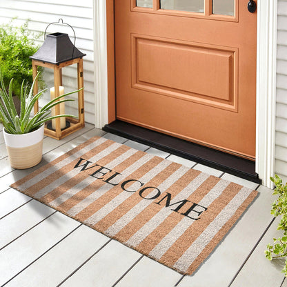 Natural 100% Coir / PVC Backing Doormat Striped Doormat 24x36 Collection