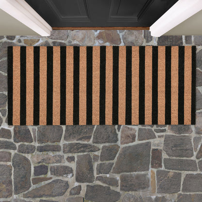 Black/Natural 100% Coir / PVC Backing Doormat Striped Doormat 24x57 Collection