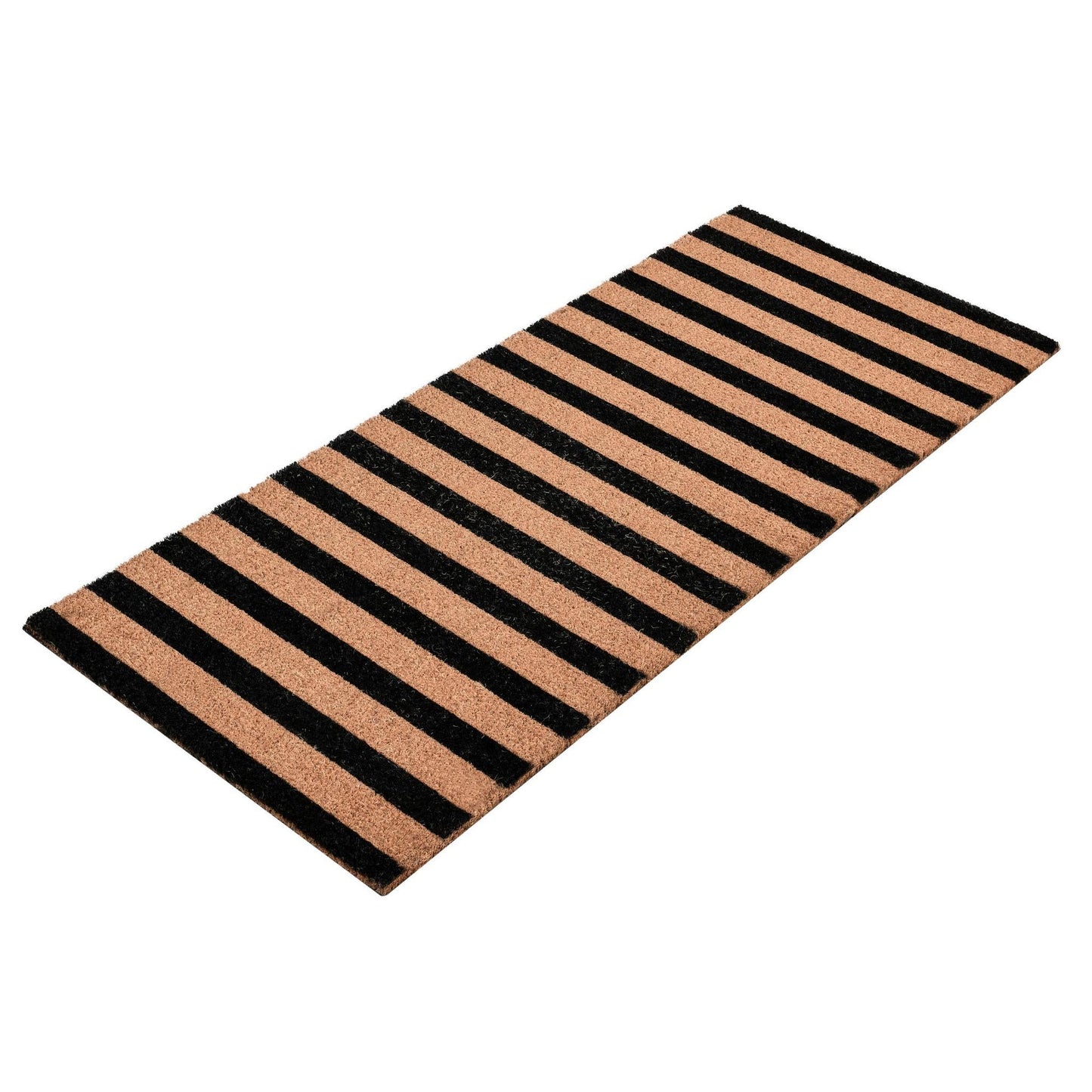 Black/Natural 100% Coir / PVC Backing Doormat Striped Doormat 24x57 Collection