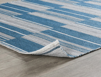 Cabana Blue 100% Polypropylene Performance Indoor/Outdoor Indoor/Outdoor Colton Stripe Rug Collection
