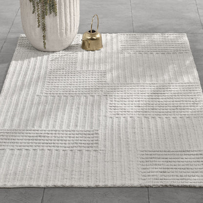 Ivory 100% PET Performance Indoor/Outdoor Performance Clayton Rug Collection