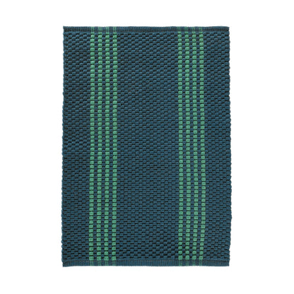 Deep Blue/Green 100% Pet Yarn Performance Indoor/Outdoor Performance Sorrento Stripe Rug Collection
