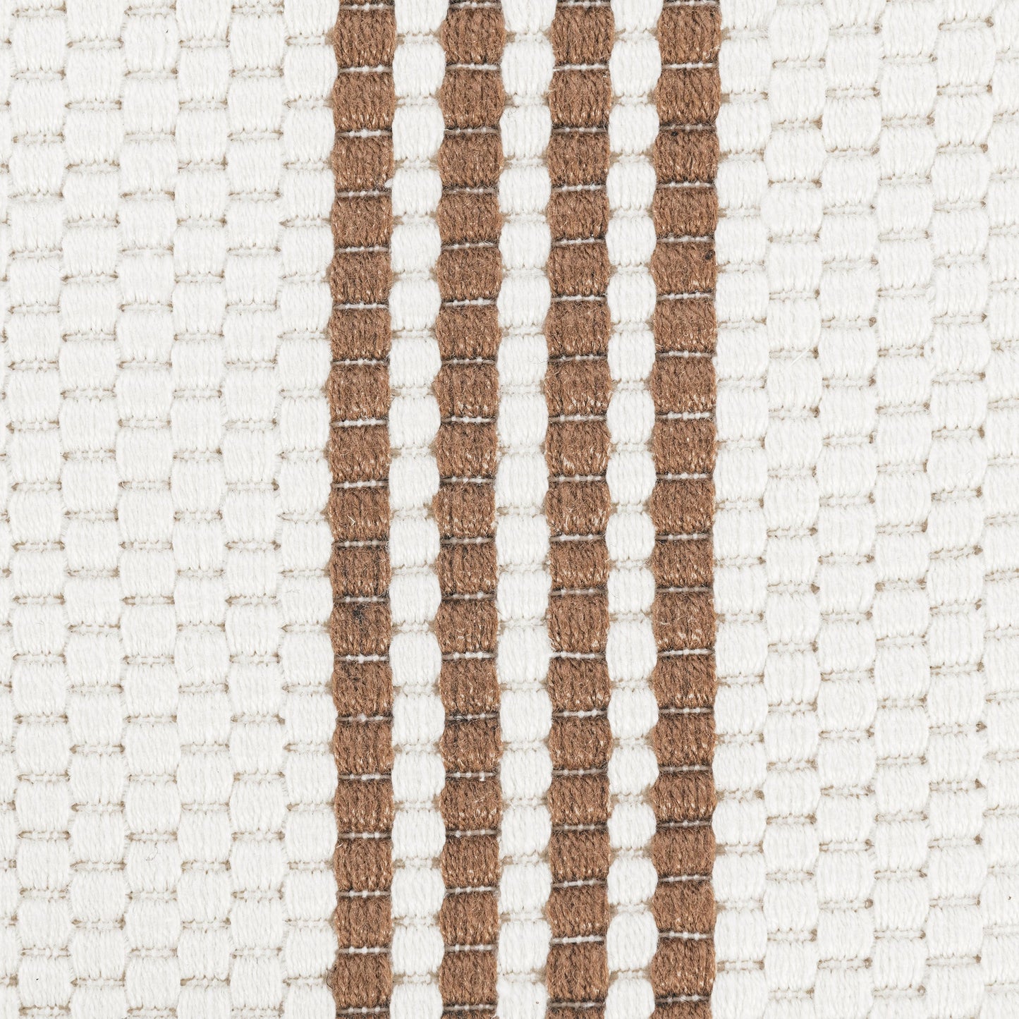Ivory/Coconut Brown 100% Pet Yarn Performance Indoor/Outdoor Performance Sorrento Stripe Rug Collection