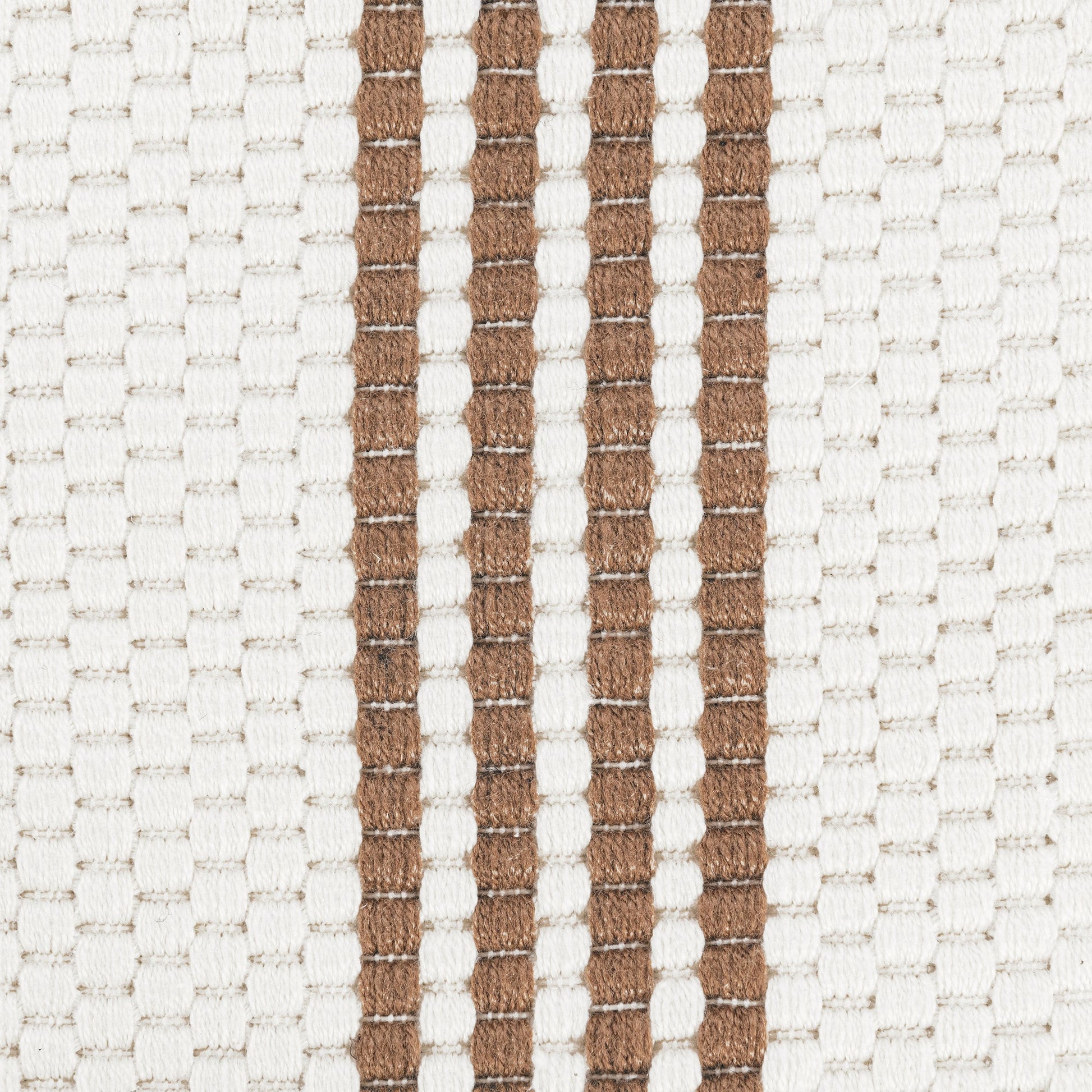 Ivory/Coconut Brown 100% Pet Yarn Performance Indoor/Outdoor Performance Sorrento Stripe Rug Collection