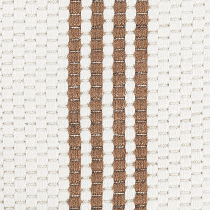 Ivory/Coconut Brown 100% Pet Yarn Performance Indoor/Outdoor Performance Sorrento Stripe Rug Collection