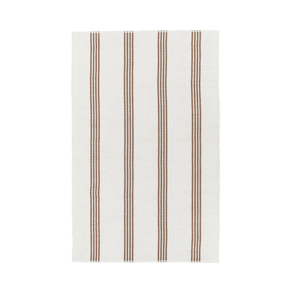 Ivory/Coconut Brown 100% Pet Yarn Performance Indoor/Outdoor Performance Sorrento Stripe Rug Collection