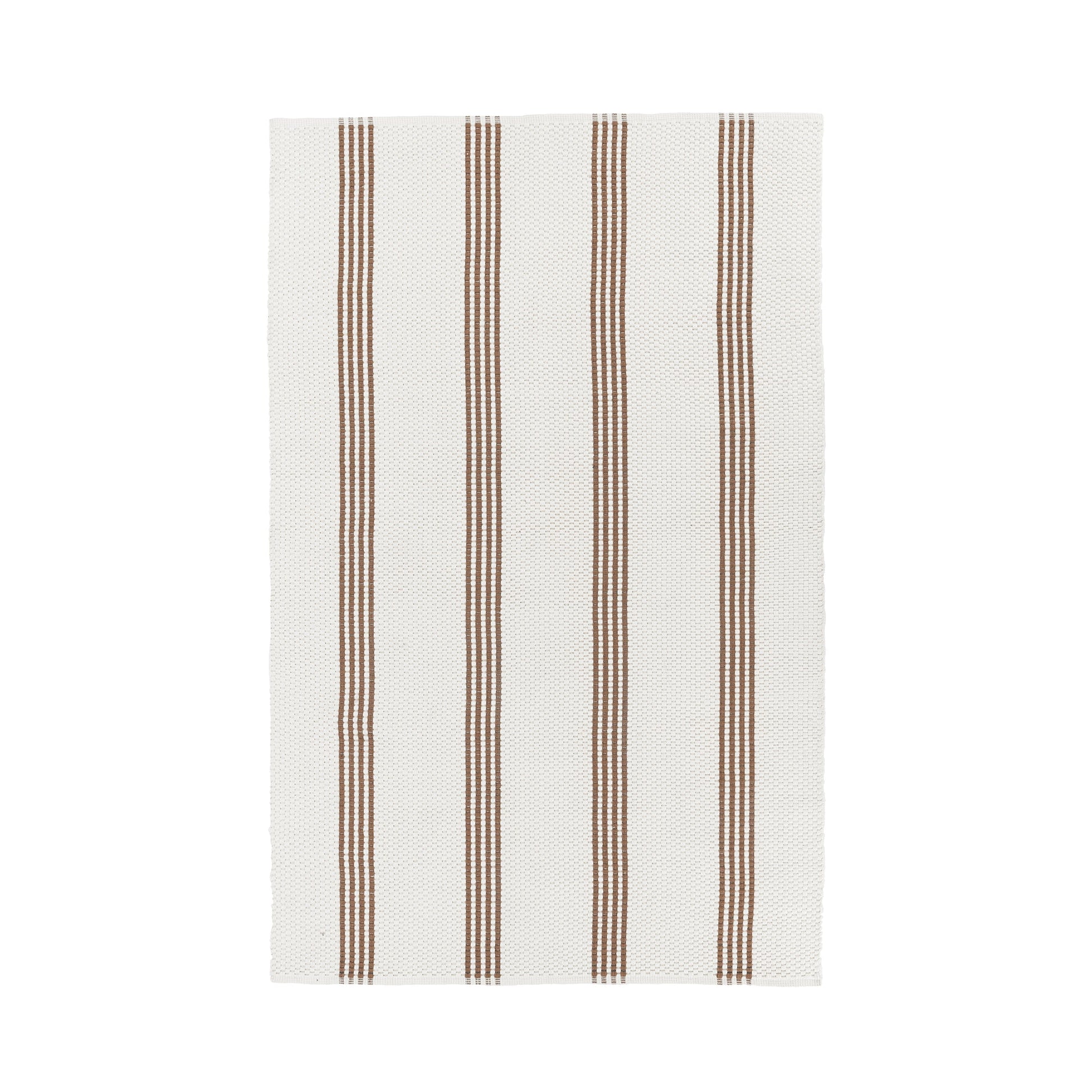 Ivory/Coconut Brown 100% Pet Yarn Performance Indoor/Outdoor Performance Sorrento Stripe Rug Collection
