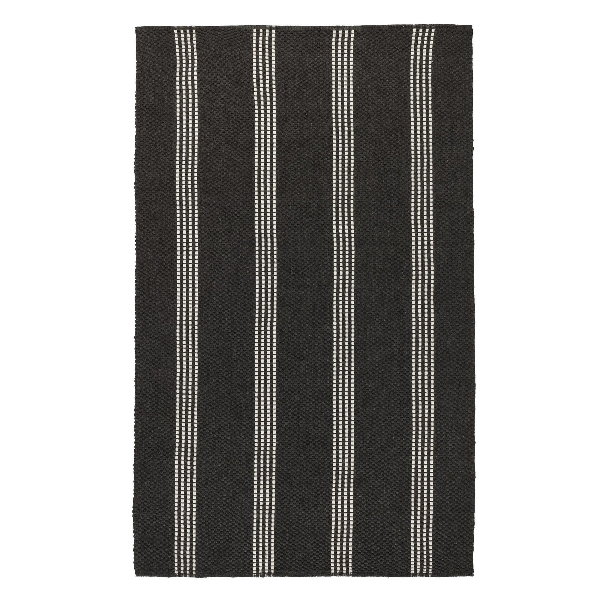 Charcoal/Ivory 100% Pet Yarn Performance Indoor/Outdoor Performance Sorrento Stripe Rug Collection