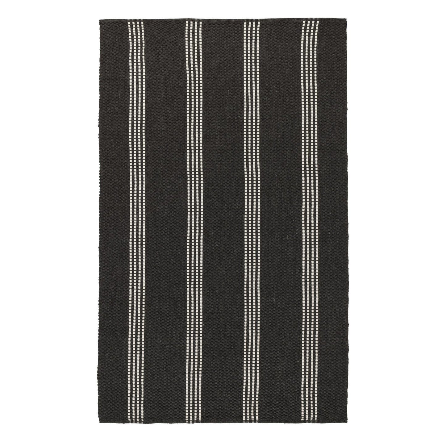 Charcoal/Ivory 100% Pet Yarn Performance Indoor/Outdoor Performance Sorrento Stripe Rug Collection