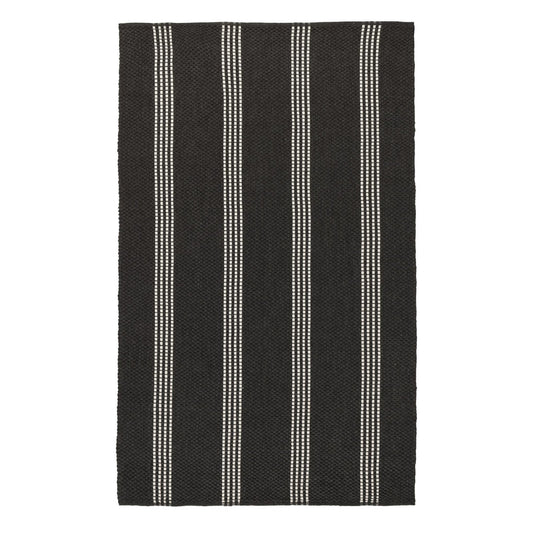 Charcoal/Ivory 100% Pet Yarn Performance Indoor/Outdoor Performance Sorrento Stripe Rug Collection