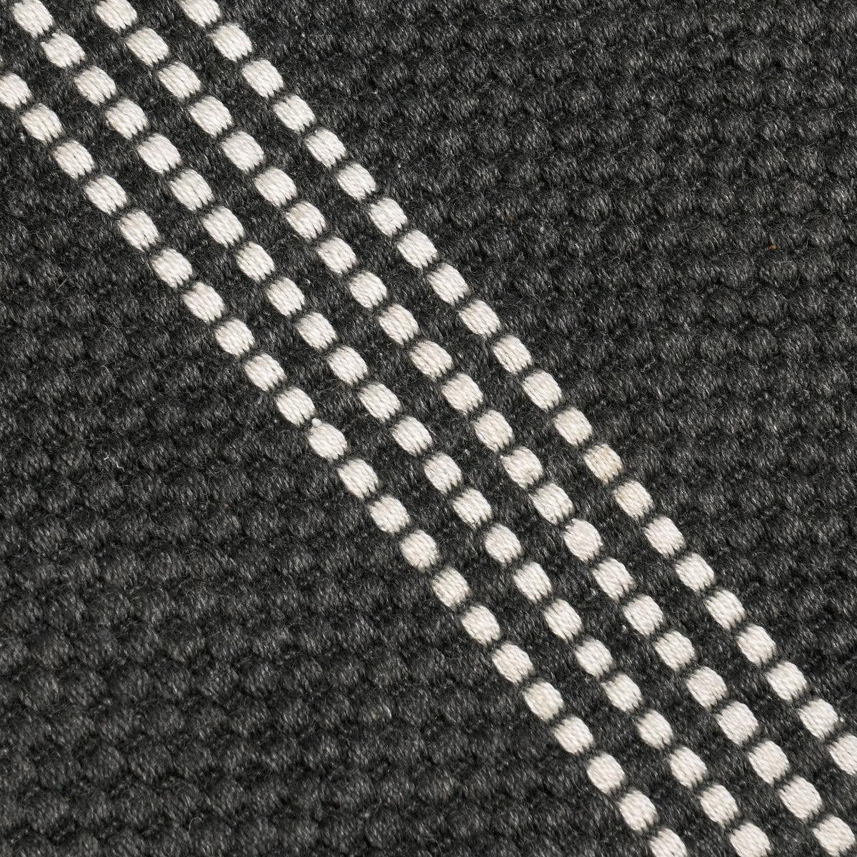 Charcoal/Ivory 100% Pet Yarn Performance Indoor/Outdoor Performance Sorrento Stripe Rug Collection