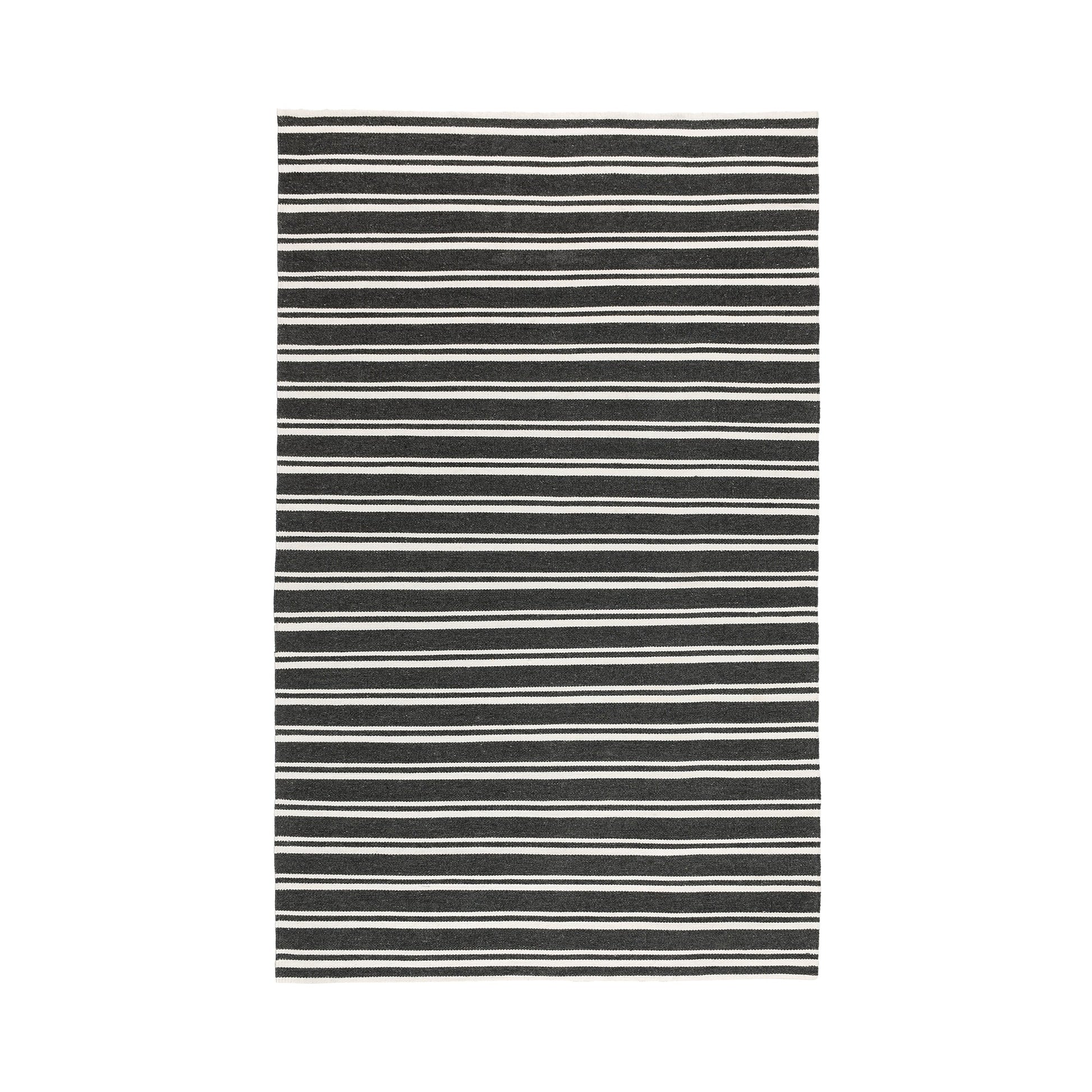 Charcoal/Ivory 100% Pet Yarn Performance Indoor/Outdoor Performance Palma Stripe Rug Collection