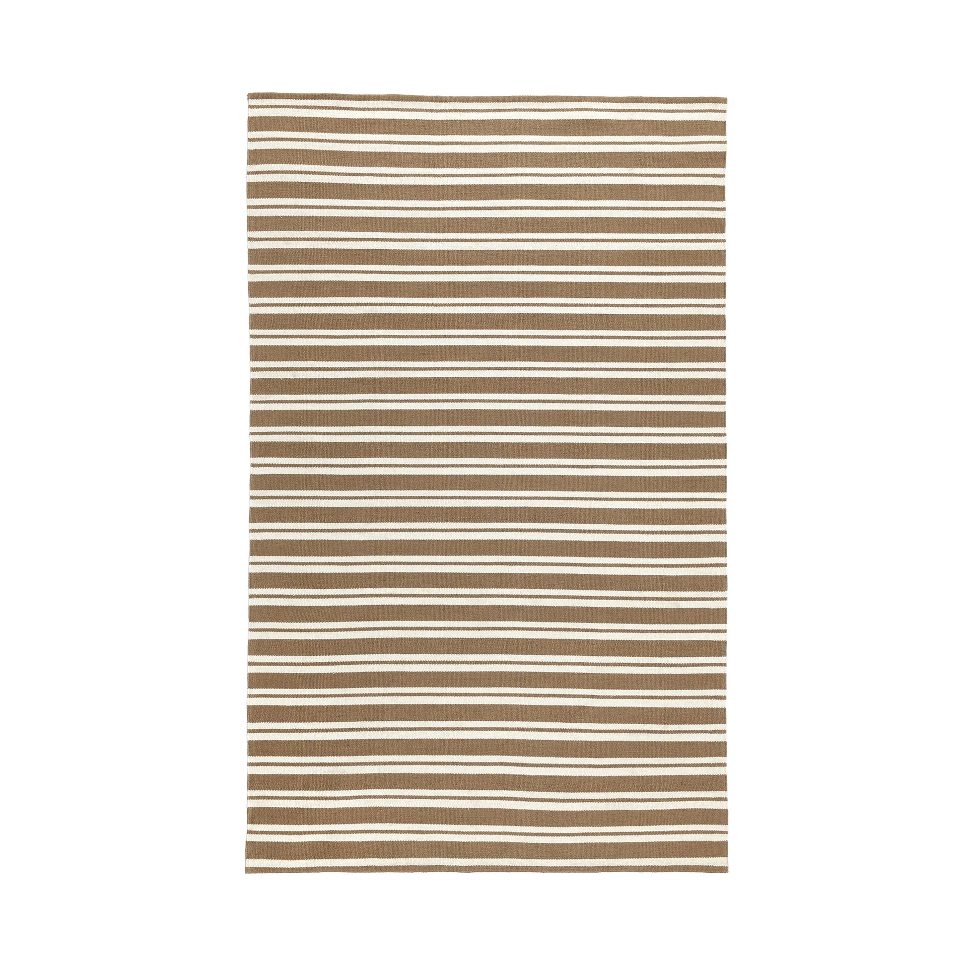 Coconut Brown/Ivory 100% Pet Yarn Performance Indoor/Outdoor Performance Palma Stripe Rug Collection
