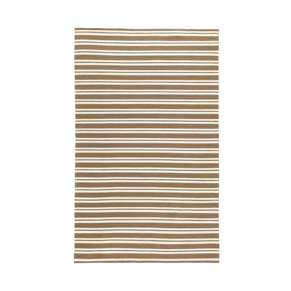 Coconut Brown/Ivory 100% Pet Yarn Performance Indoor/Outdoor Performance Palma Stripe Rug Collection