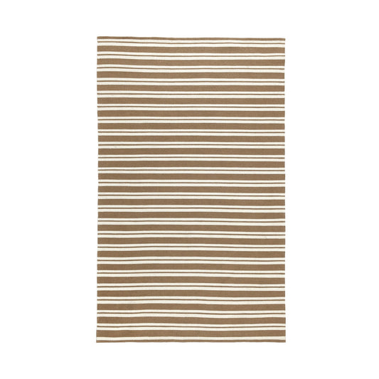 Coconut Brown/Ivory 100% Pet Yarn Performance Indoor/Outdoor Performance Palma Stripe Rug Collection