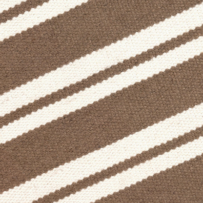 Coconut Brown/Ivory 100% Pet Yarn Performance Indoor/Outdoor Performance Palma Stripe Rug Collection