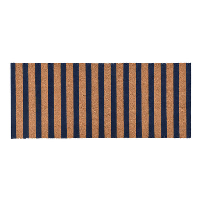 Navy/Natural 100% Coir / PVC Backing Doormat Striped Doormat 24x57 Collection