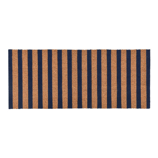 Navy/Natural 100% Coir / PVC Backing Doormat Striped Doormat 24x57 Collection