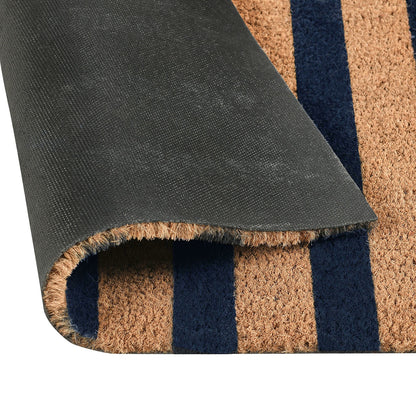 Navy/Natural 100% Coir / PVC Backing Doormat Striped Doormat 24x57 Collection