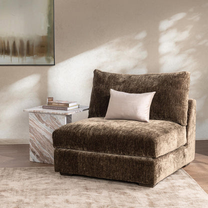 Mossed Brown 100% Polyester Sofa Ludwig Armless Chair Collection