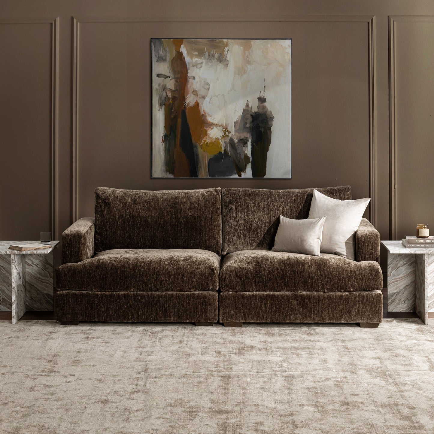 Mossed Brown 100% Polyester Sofa Ludwig 2pc Sofa Collection