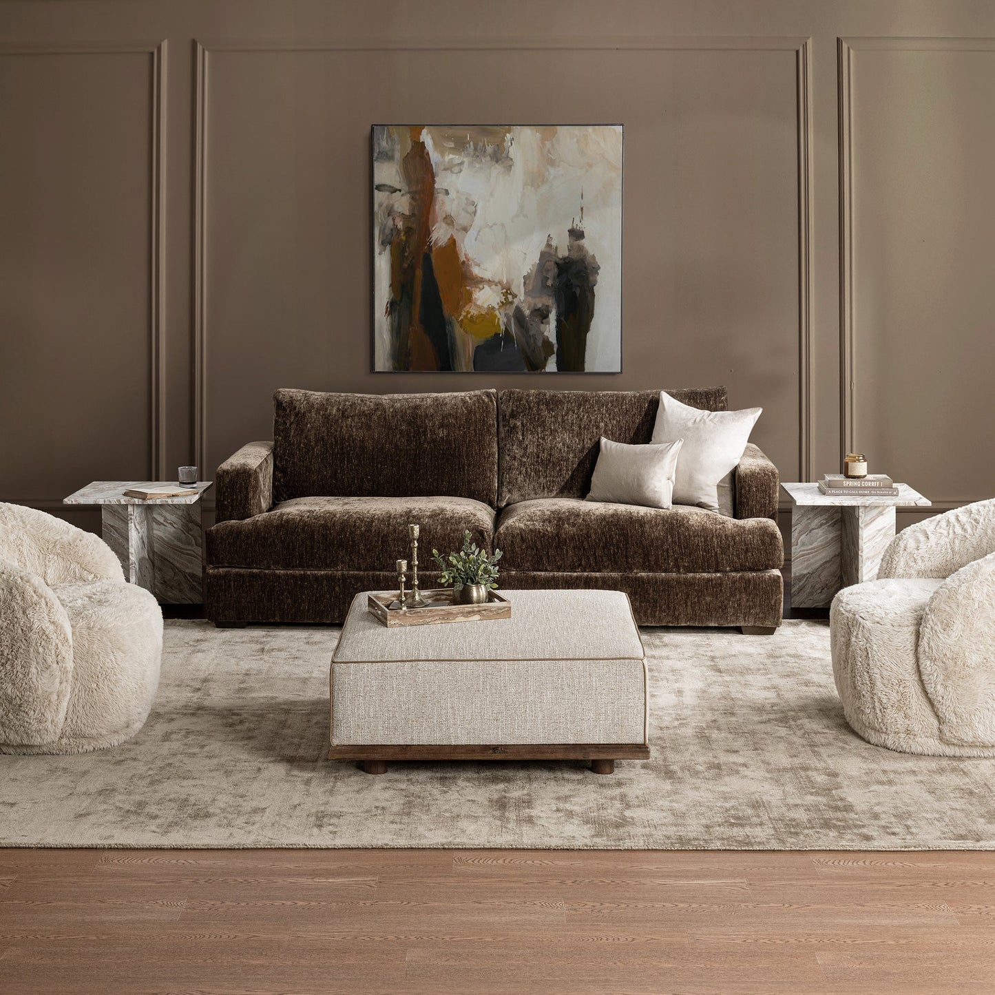 Mossed Brown 100% Polyester Sofa Ludwig 2pc Sofa Collection