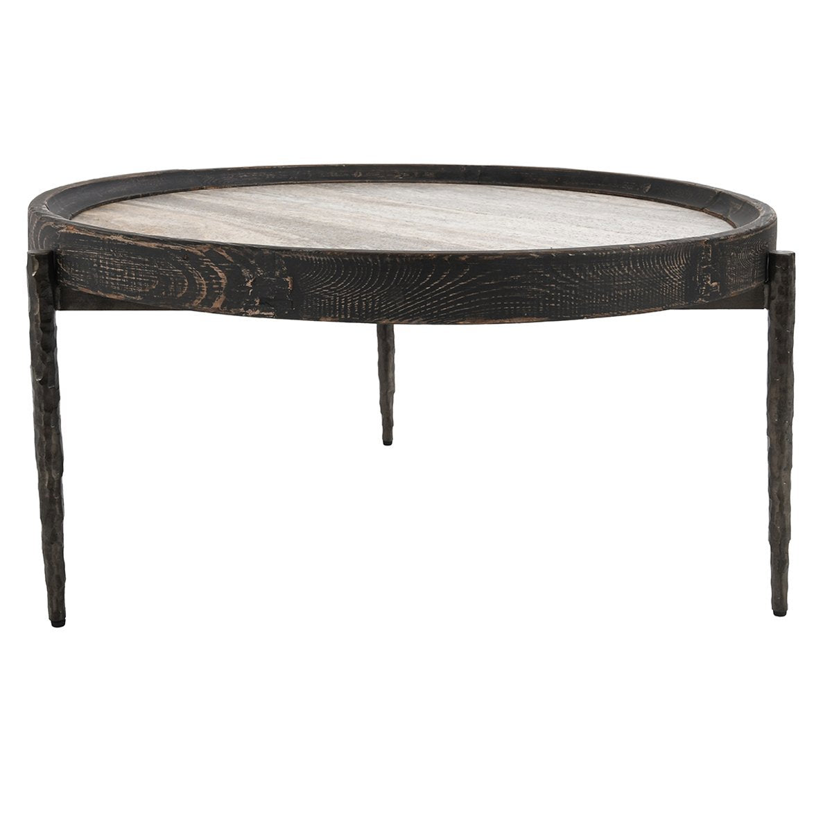 Weathered Black/Travertine Reclaimed Pine Coffee Table Dakota Coffee Table Collection