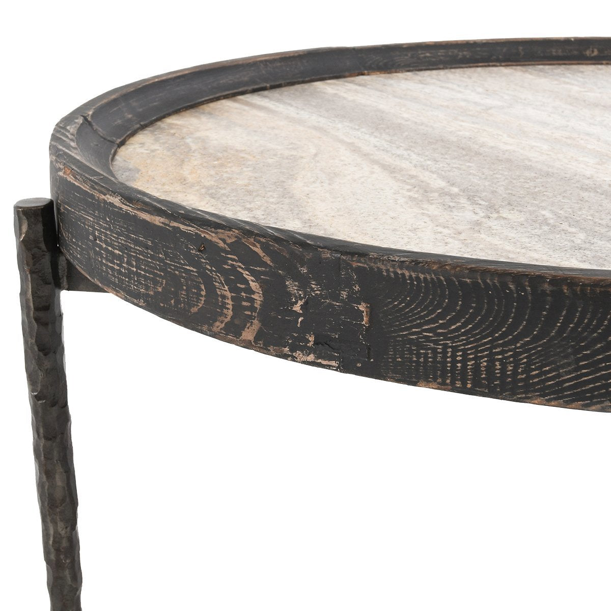 Weathered Black/Travertine Reclaimed Pine Coffee Table Dakota Coffee Table Collection