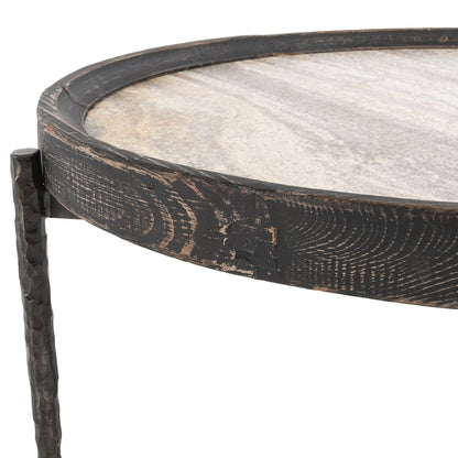 Weathered Black/Travertine Reclaimed Pine Coffee Table Dakota Coffee Table Collection