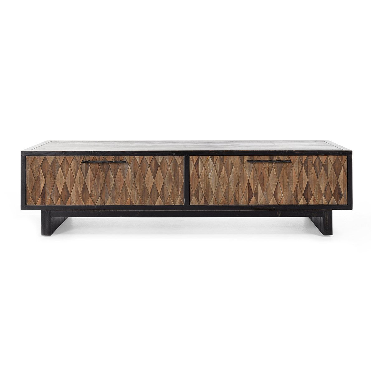 Black/Natural Reclaimed Pine Coffee Table Anton Four-Door Coffee Table Collection