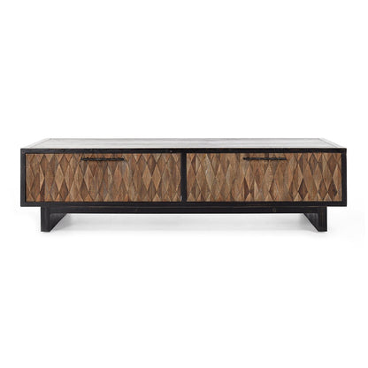 Black/Natural Reclaimed Pine Coffee Table Anton Four-Door Coffee Table Collection