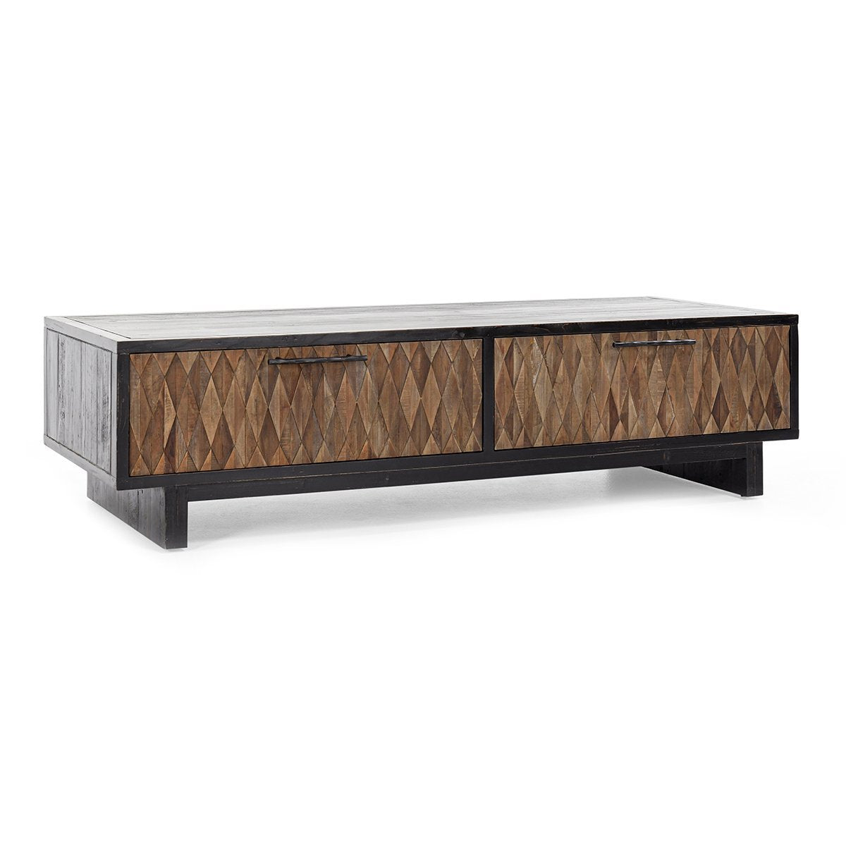 Black/Natural Reclaimed Pine Coffee Table Anton Four-Door Coffee Table Collection