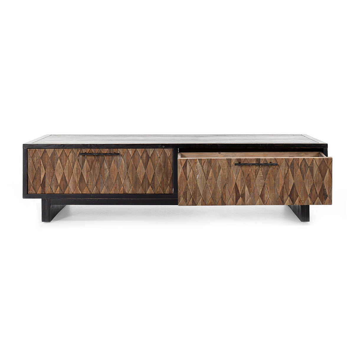 Black/Natural Reclaimed Pine Coffee Table Anton Four-Door Coffee Table Collection