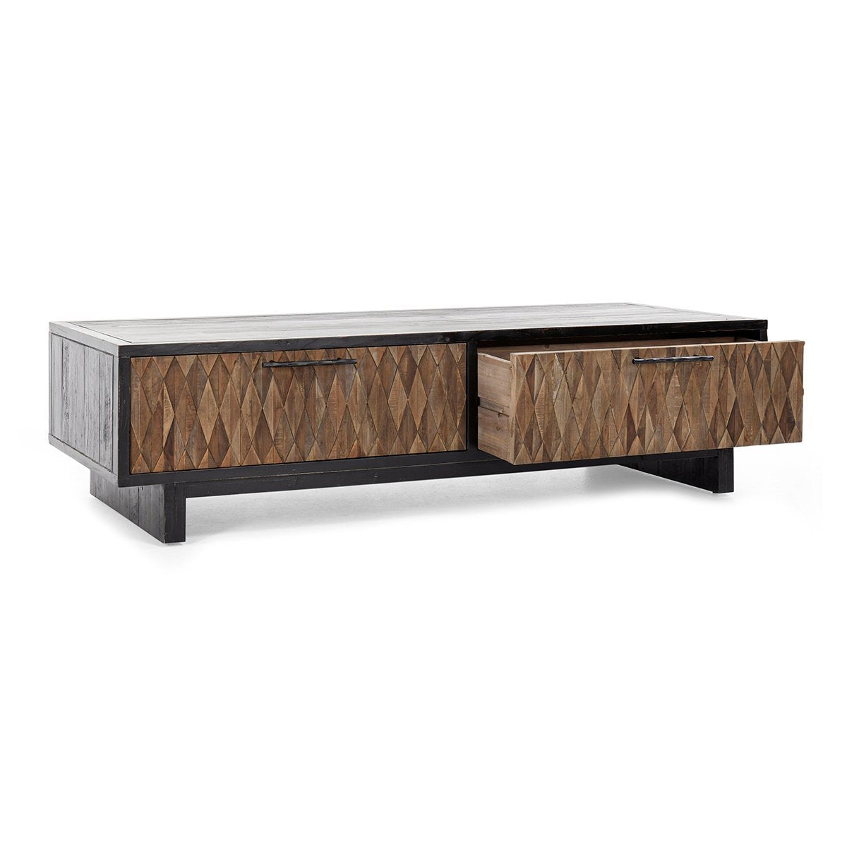 Black/Natural Reclaimed Pine Coffee Table Anton Four-Door Coffee Table Collection