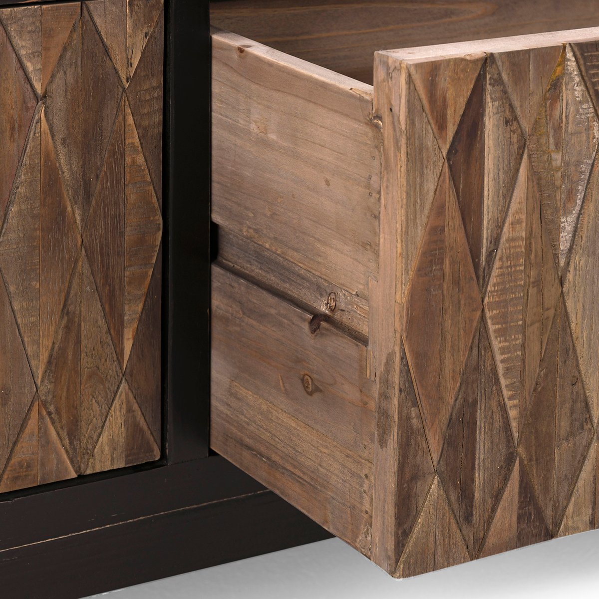 Black/Natural Reclaimed Pine Coffee Table Anton Four-Door Coffee Table Collection