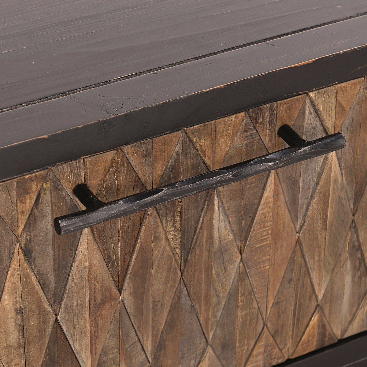 Black/Natural Reclaimed Pine Coffee Table Anton Four-Door Coffee Table Collection
