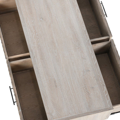 Beige/Natural Oak Wood Coffee Table Anton Four-Door Coffee Table Collection