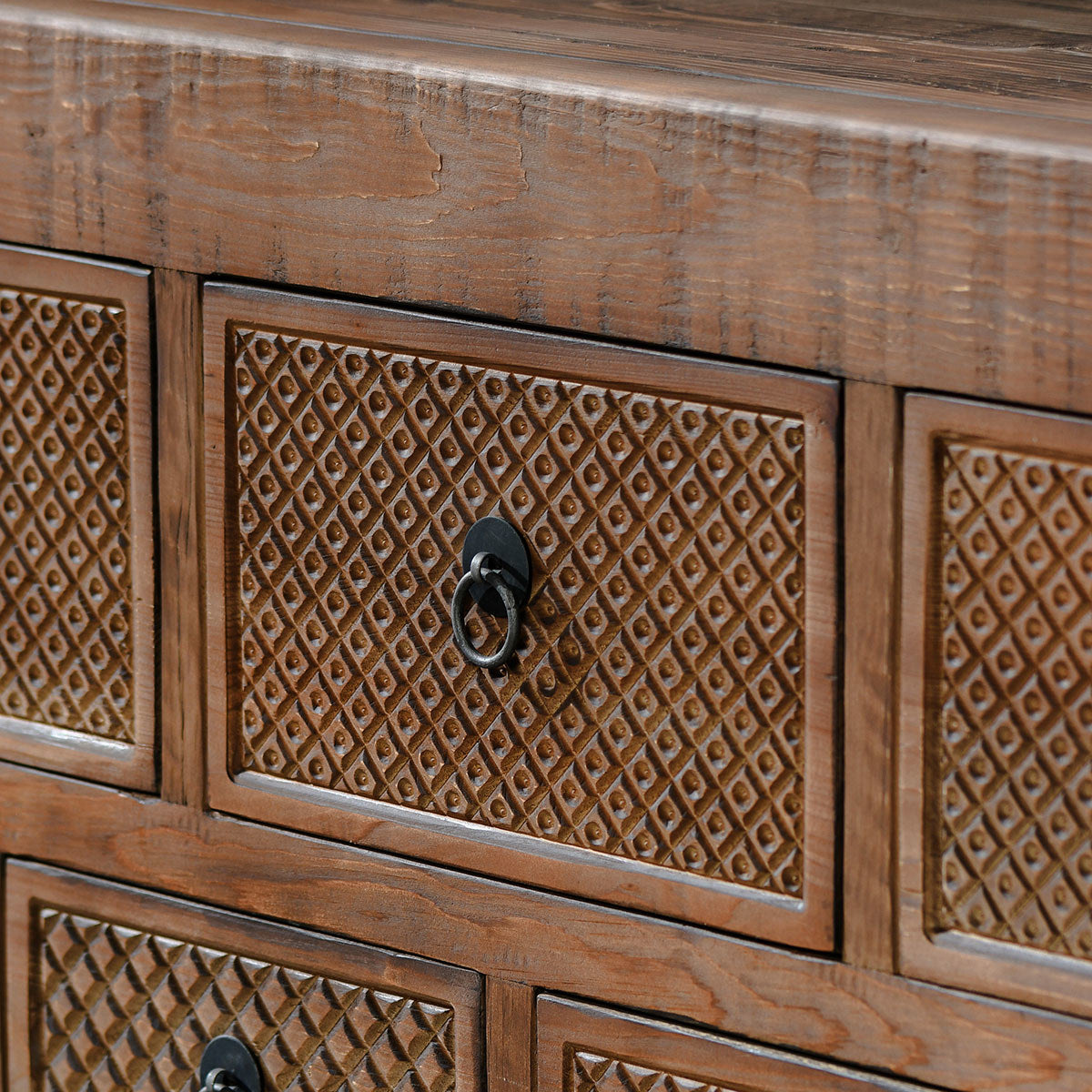 Mission Brown Reclaimed Pine Console Table Lahey Eleven-Drawer Console Table Collection