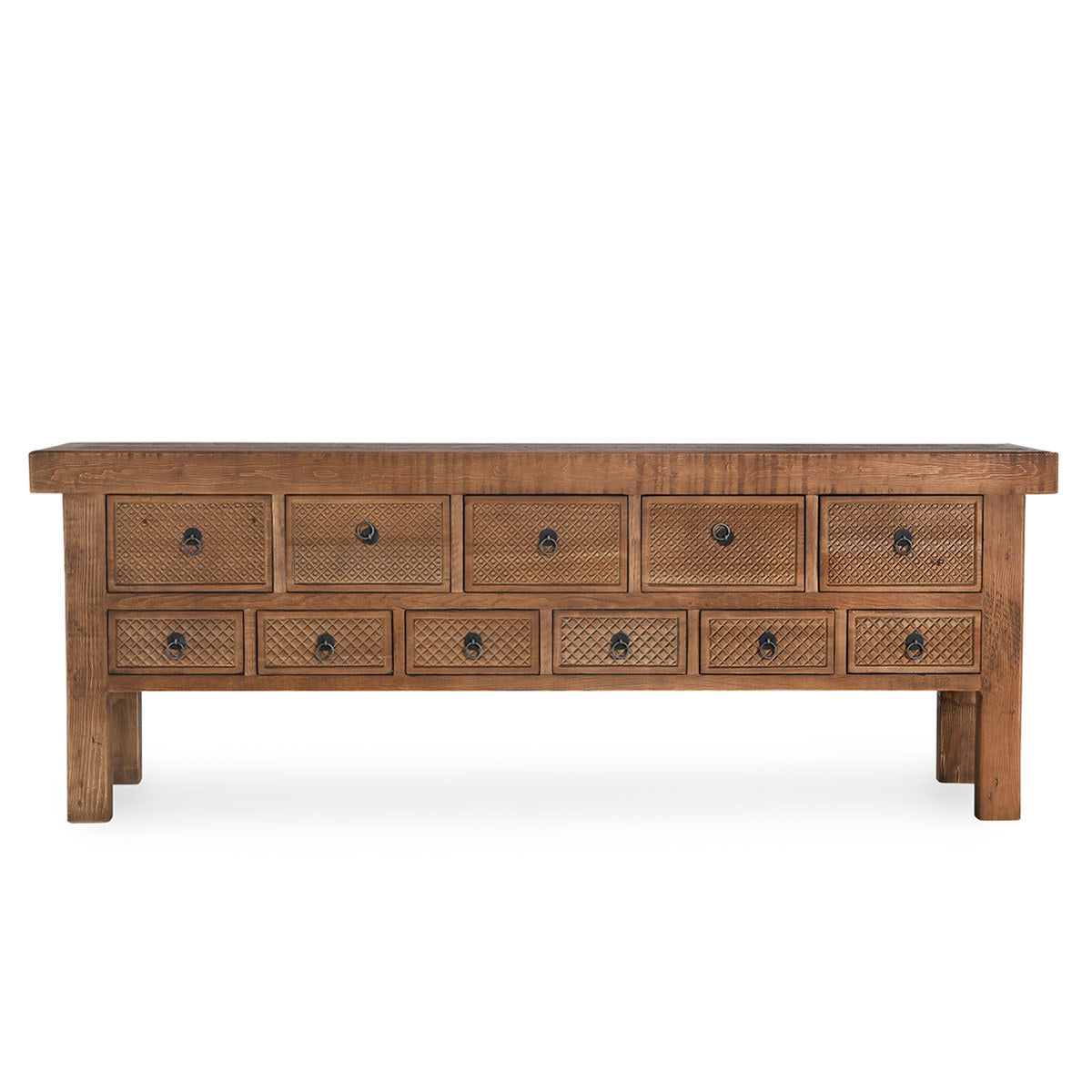 Mission Brown Reclaimed Pine Console Table Lahey Eleven-Drawer Console Table Collection