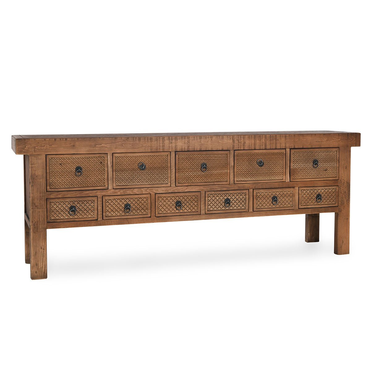 Mission Brown Reclaimed Pine Console Table Lahey Eleven-Drawer Console Table Collection