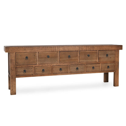 Mission Brown Reclaimed Pine Console Table Lahey Eleven-Drawer Console Table Collection