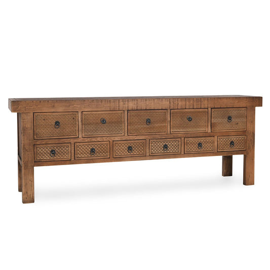 Mission Brown Reclaimed Pine Console Table Lahey Eleven-Drawer Console Table Collection