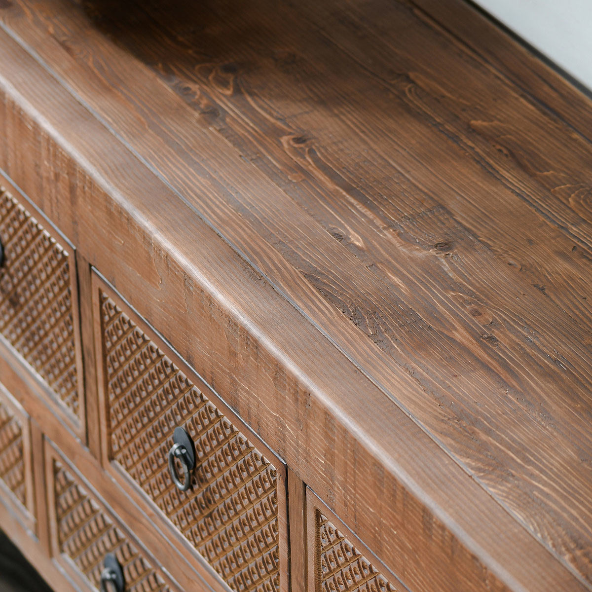 Mission Brown Reclaimed Pine Console Table Lahey Eleven-Drawer Console Table Collection