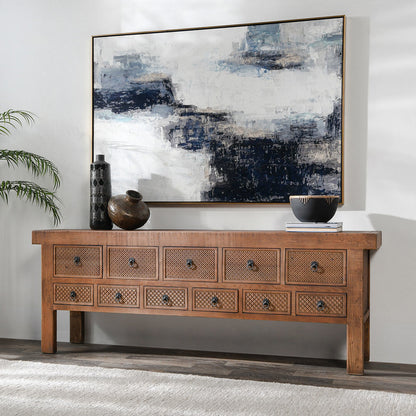 Mission Brown Reclaimed Pine Console Table Lahey Eleven-Drawer Console Table Collection
