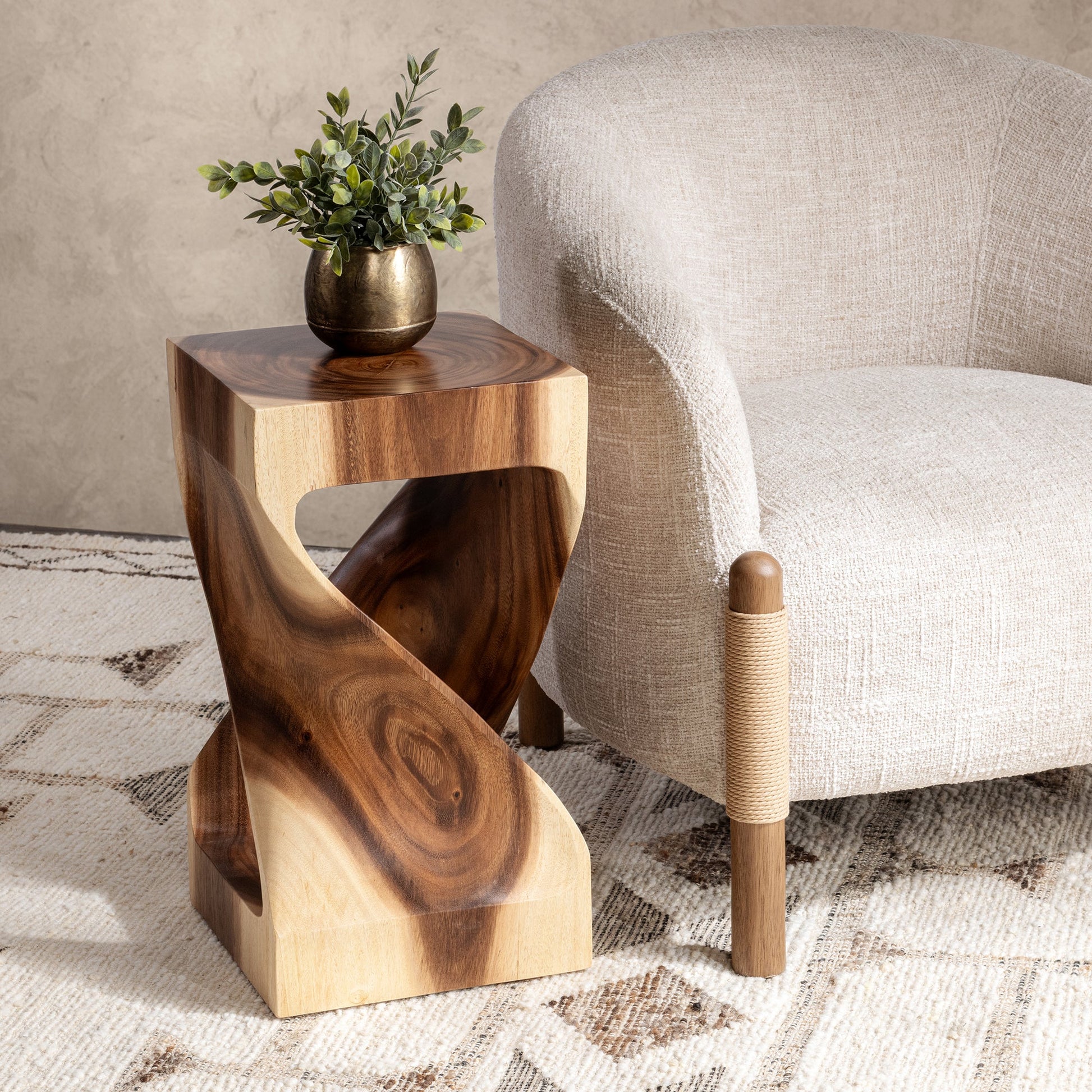 Natural Suar Wood Accent & End Table Alia Accent Table Collection