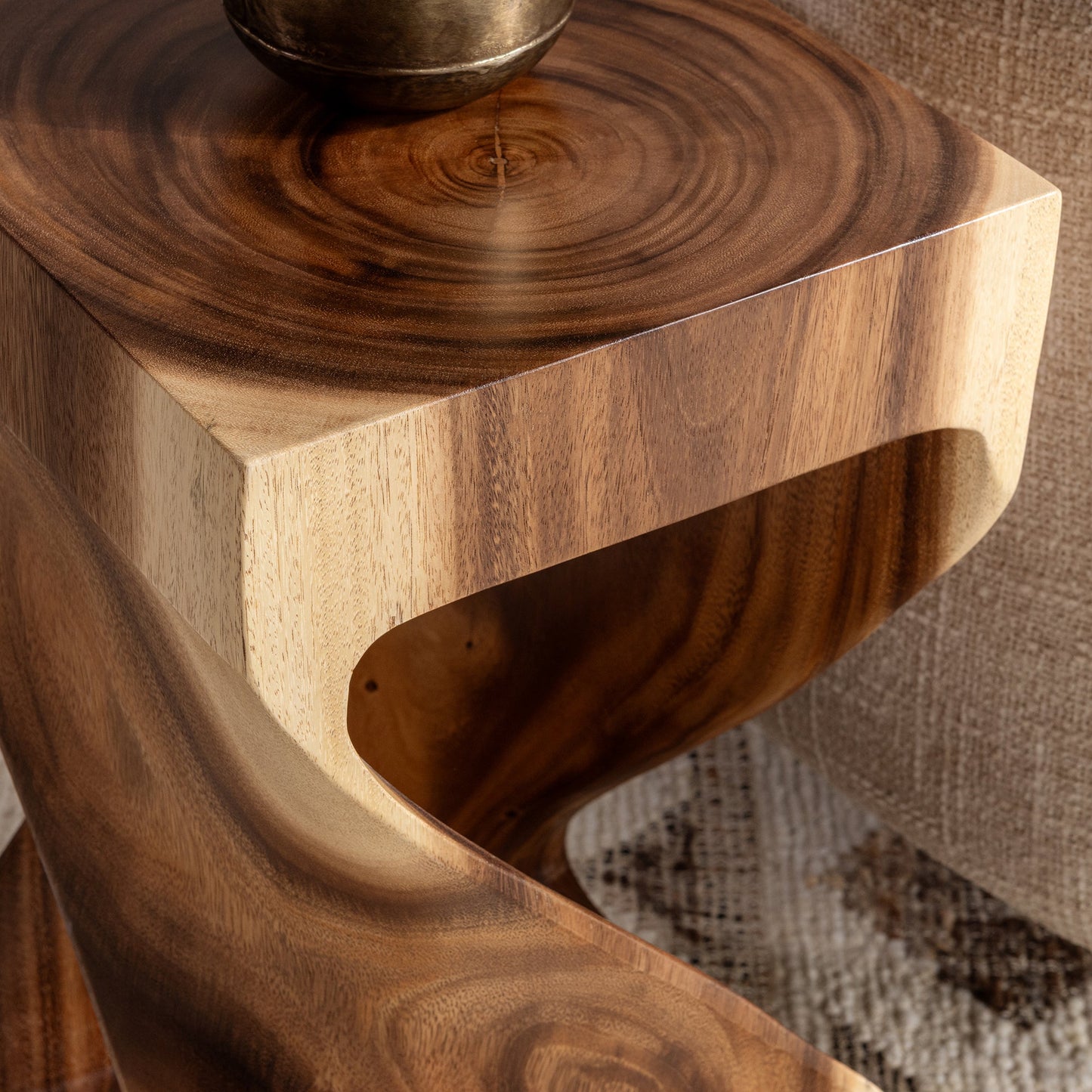 Natural Suar Wood Accent & End Table Alia Accent Table Collection