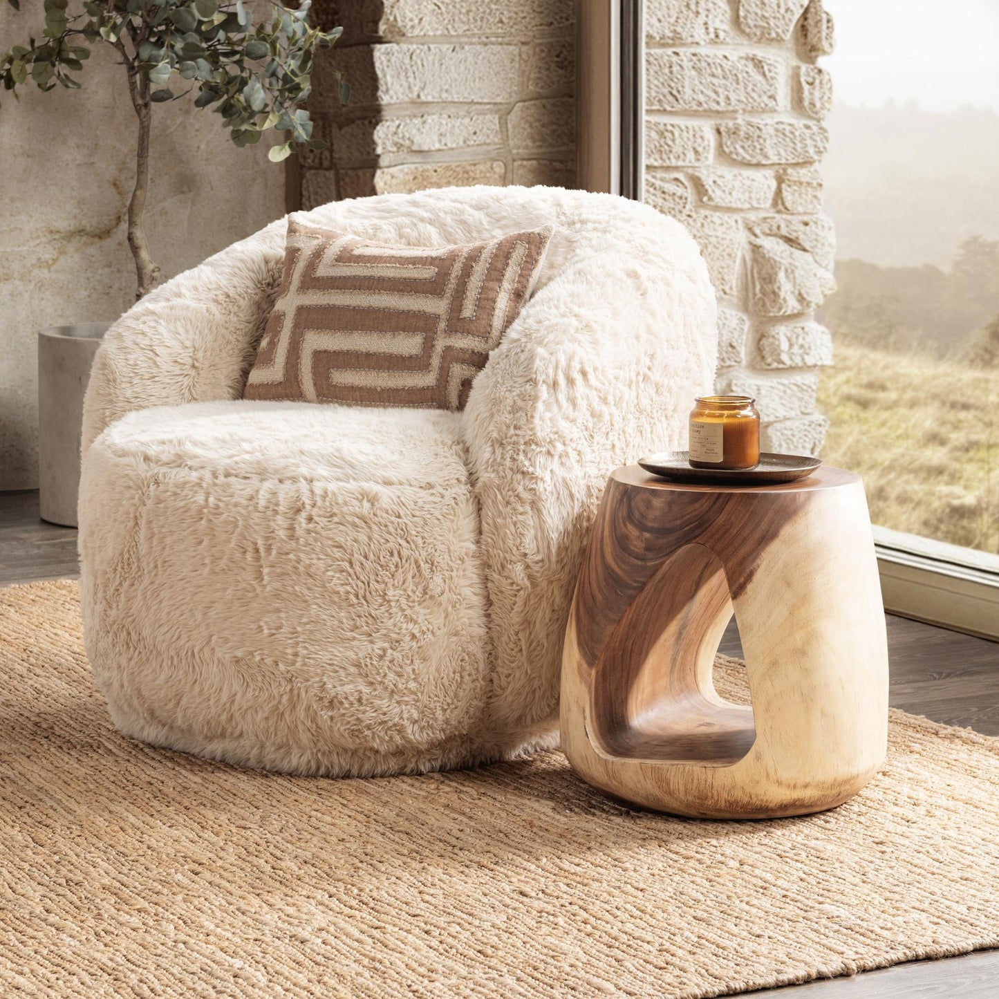 Natural Suar Wood Accent & End Table Kana Accent Table Collection