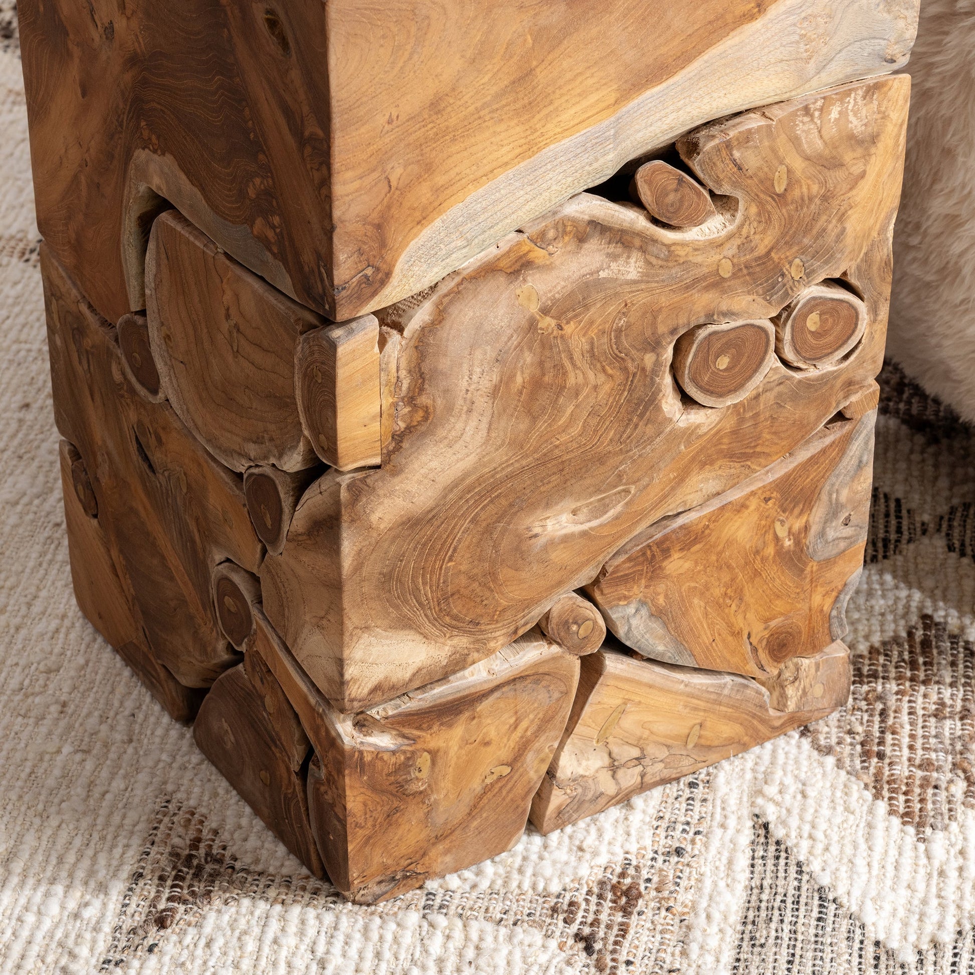 Natural Teak Wood Accent & End Table Rhea Accent Table Collection