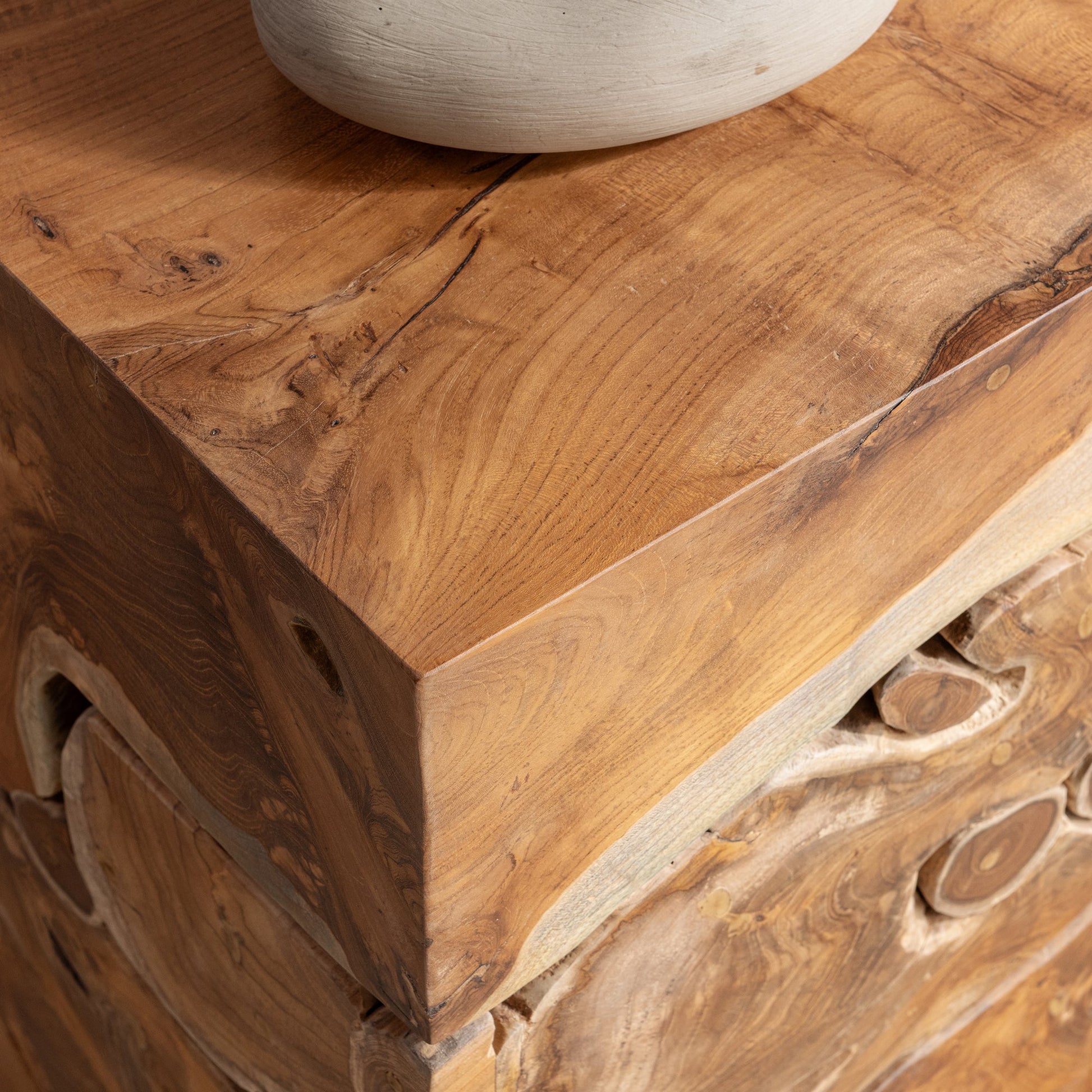 Natural Teak Wood Accent & End Table Rhea Accent Table Collection