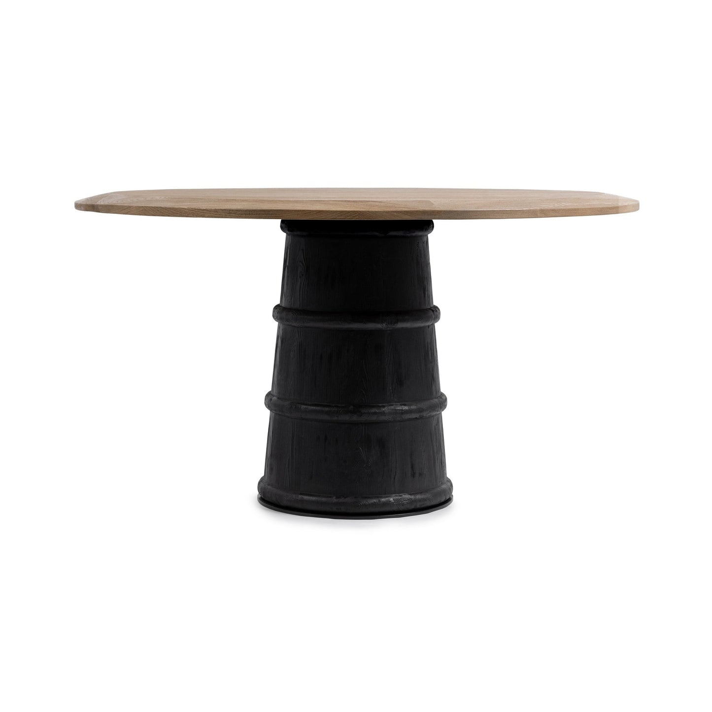 Soft Reef Noir Elm Wood Dining Table Lunen 55" Round Dining Table Soft Reef Noir Collection